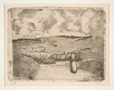 La Femme sur la route (Kvinnan på vägen) av Camille Pissarro