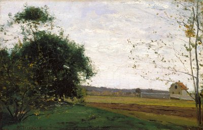 Landskap (olja på duk) av Camille Pissarro