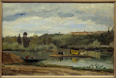 Färjan vid Varenne Saint Hilaire (Saint-Hilaire) Målning av Camille Pissarro (1830-1903) 1864 Dim 0,27x0,41 m Paris, musee d