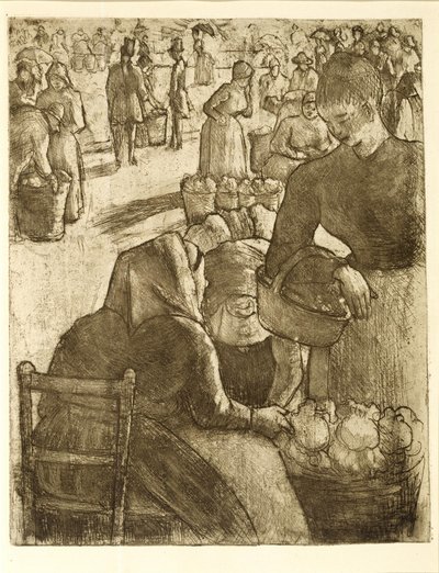 Grönsaksmarknad i Pontoise av Camille Pissarro