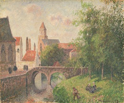 Old Bridge, Brygge (olja på duk) av Camille Pissarro