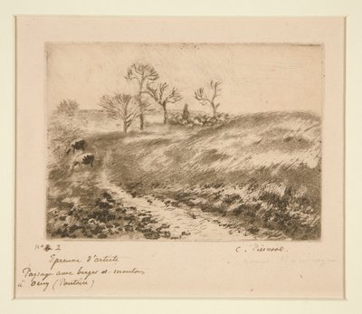 Landskap med herde och får, Osny (Landskap med herde och får på Osny) av Camille Pissarro