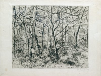 Landskap under trä, vid Hermitage Pontoise, 1879 av Camille Pissarro