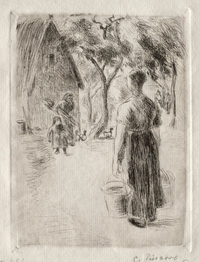 Bondekvinna som bär hinkar av Camille Pissarro
