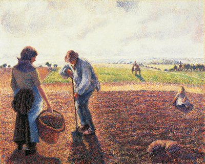 Bönder på fältet, Eragny av Camille Pissarro