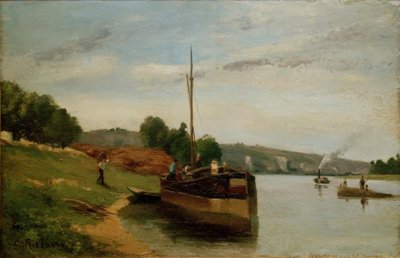 Pråmar på Seine av Camille Jacob Pissarro