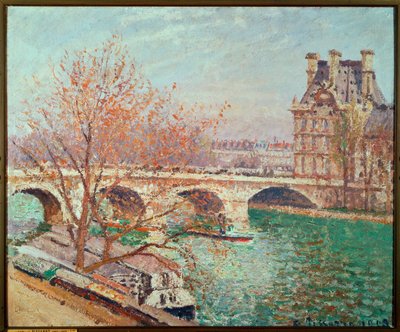 Pont Royal och Pavillon de Flore (målning på duk) av Camille Pissarro