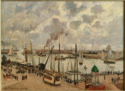 Port du Havre ... (olja på duk) av Camille Pissarro