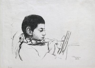 Porträtt av Lucien Pissarro, 1874 av Camille Pissarro