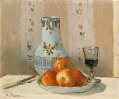 Stilleben med äpplen och kanna, 1872. av Camille Jacob Pissarro