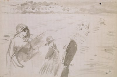 Studie av skördare som arbetar på ett fält nära Pontoise, 1882 av Camille Pissarro