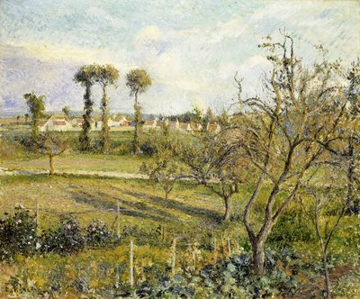 Solnedgång vid Valhermeil, nära Pontoise; Solnedgång vid Valhermeil, nära Pontoise, 1880 av Camille Jacob Pissarro