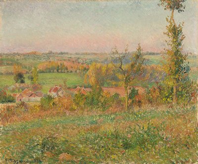 The Hills of Thierceville sett från Country Lane, Vicinity of Eragny; Les coteaux de Thierceville vus de la cavee, environs d"Eragny, 1884 av Camille Jacob Pissarro