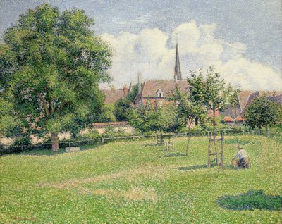 聴覚障害者の家とEragny Swedishの鐘楼 av Camille Pissarro