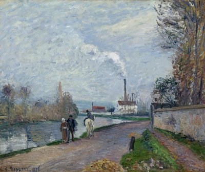 Oise nära Pontoise i grått väder av Camille Jacob Pissarro