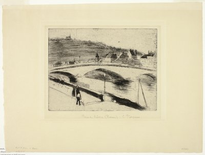 Stenbron i Rouen av Camille Pissarro