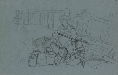 Pyssla med hans verktyg av Camille Pissarro