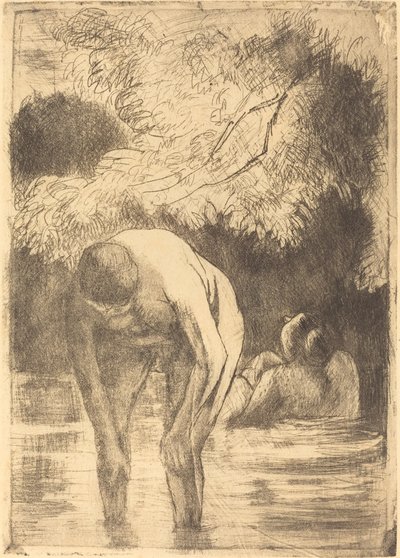 Två kvinnor som badar av Camille Pissarro
