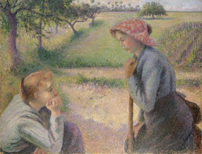 Två unga bondekvinnor av Camille Jacob Pissarro