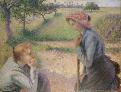 Två unga bondekvinnor, 1891-92. av Camille Jacob Pissarro
