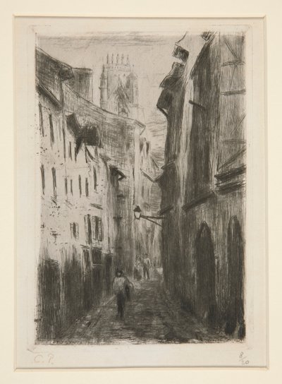 En gata ? Rouen (Rue des Arpents) [En gata i Rouen (Rue des Arpents)] av Camille Pissarro