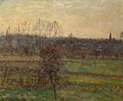 Vy över Bazincourt, vinter av Camille Pissarro
