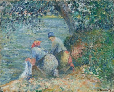 Tvättkvinnor vid vattnet, Pontoise, 1878. av Camille Pissarro