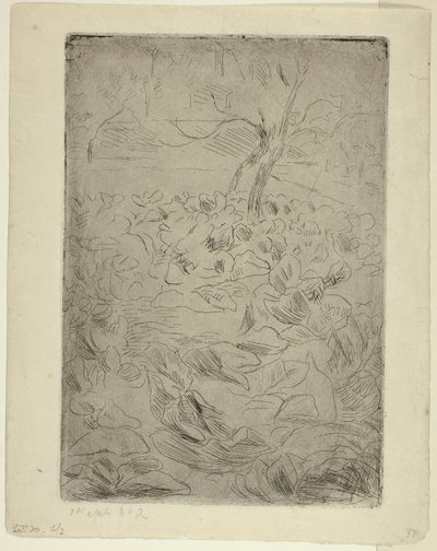 Kvinna i köksträdgården av Camille Pissarro