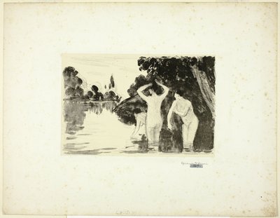 Kvinnor som badar: Dag av Camille Pissarro
