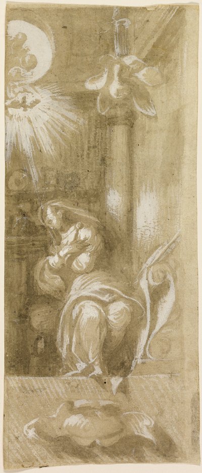 Studie för Jungfrun Annunciate av Camillo Boccaccino