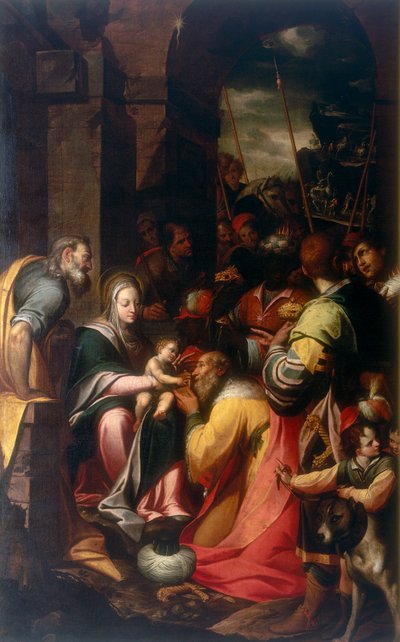 Adoration of the Magi, verk av Camillo Procaccini, konserverat på Galleria Estense i Modena av Camillo Procaccini