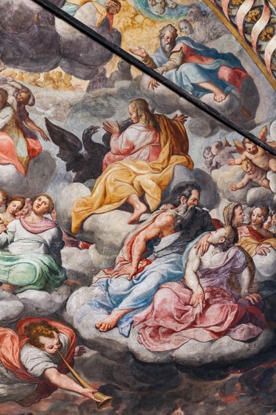 Änglar som spelar musik, detalj av den sista domen (fresk) av Camillo Procaccini