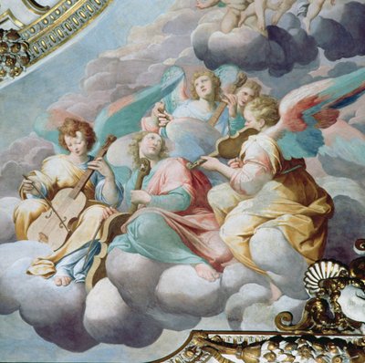 Detalj av ängelmusiker från valvet av kören (fresk) av Camillo Procaccini