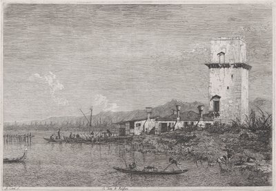 La Torre di Malghera (The Tower of Malghera), från serien Vedute (Views) av Canaletto (Giovanni Antonio Canal)