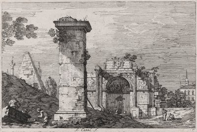 Landskap med ruinerade monument, från serien Vedute (Views) av Canaletto (Giovanni Antonio Canal)