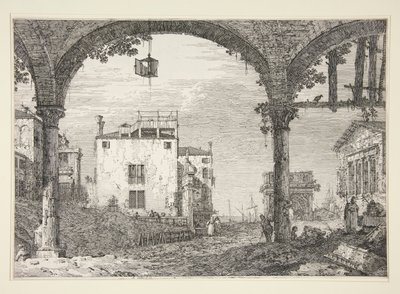 Le Portique a la lanterne (Portiken med lyktan), från serien Vedute (Views) av Canaletto (Giovanni Antonio Canal)