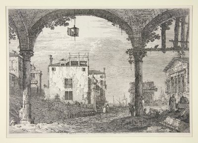 Le Portique a la lanterne (Portiken med lyktan), från serien Vedute (Views) av Canaletto (Giovanni Antonio Canal)