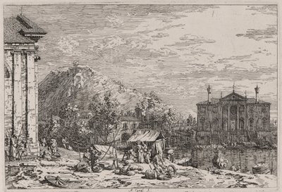 Marknaden på Dolo, från serien Vedute (Views) av Canaletto (Giovanni Antonio Canal)