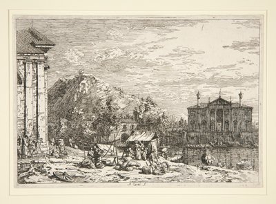 The Market at Dolo, från serien Vedute (Views) av Canaletto (Giovanni Antonio Canal)