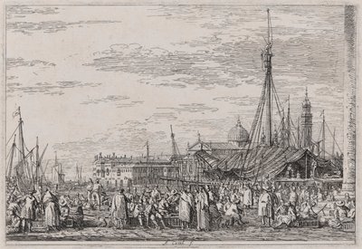 The Market on the Molo, från serien Vedute (Views) av Canaletto (Giovanni Antonio Canal)
