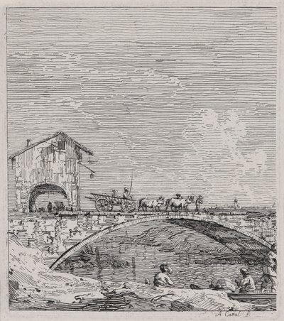 Vagnen som passerar över en bro, från serien Vedute (Views) av Canaletto (Giovanni Antonio Canal)