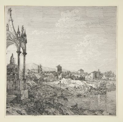 Utsikt över en stad med en biskop av Canaletto (Giovanni Antonio Canal)