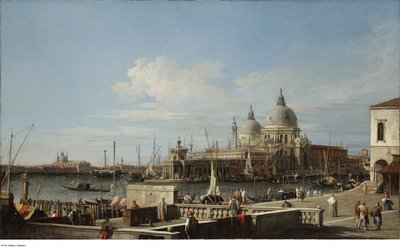Efter Canaletto - Venedig Dogana och Santa Maria della Salute från Molo, ca 1740 - 1760 av Canaletto