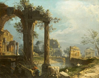 Canaletto - En Capricciovy med ruiner 1742-44 av Canaletto