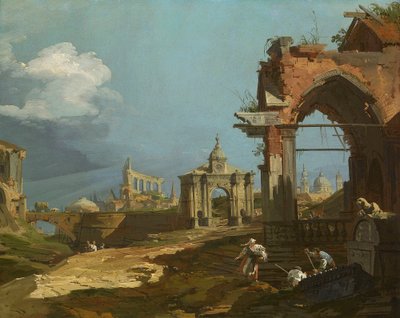 Canaletto - En Capricciovy med en spetsig båge 1742-44 av Canaletto