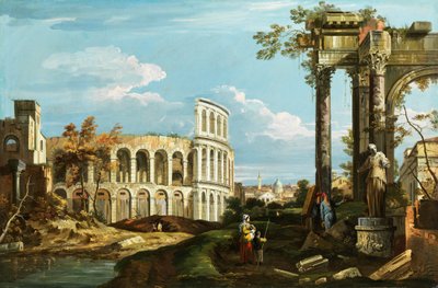 Canaletto Capriccio med arena av Canaletto