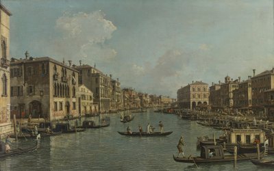 Tyska: Der Canal Grande mit Blick in südöstlicher Richtung auf die Rialtobrücke The Canal Grande with a View Southeast towards the Rialto Bridge av Canaletto