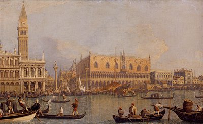 Italienska: Veduta del Palazzo Ducale di Venezia Vy över hertigpalatset i Venedig av Canaletto