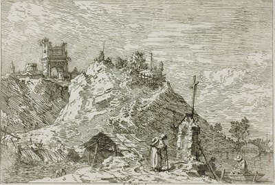 Landskap med pilgrimen vid bönen, från Vedute av Canaletto