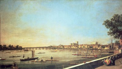 London, Themsen i Westminster och Whitehall från Terrace of Somerset House, ca 1750-51 av Giovanni Antonio Canal